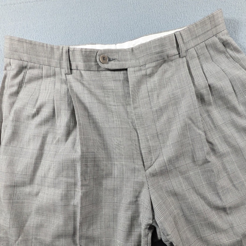 Loro Piana Tasmanian Zanella Dress Pants Mens 35x31.5 Super 120s Wool Glen Check